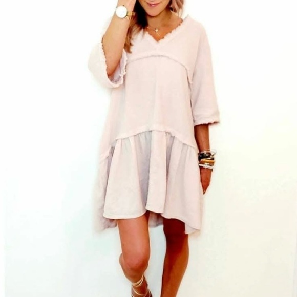 Meo Meli Tops - NWT Meo Meli Gauzy Flowy Tunic Top Dress Boho Beachy Neutral